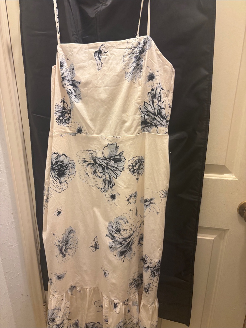 Express White Maxi Dress with Navy Floral Print